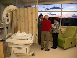 Visitors at the new Level IV NICU during a recent open house.