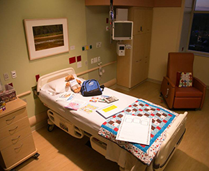 A bed in the new Universal Care Unit.